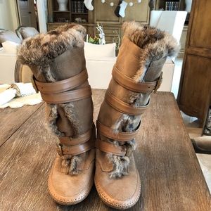 Tory Burch Moccasin Boots with Real Fur